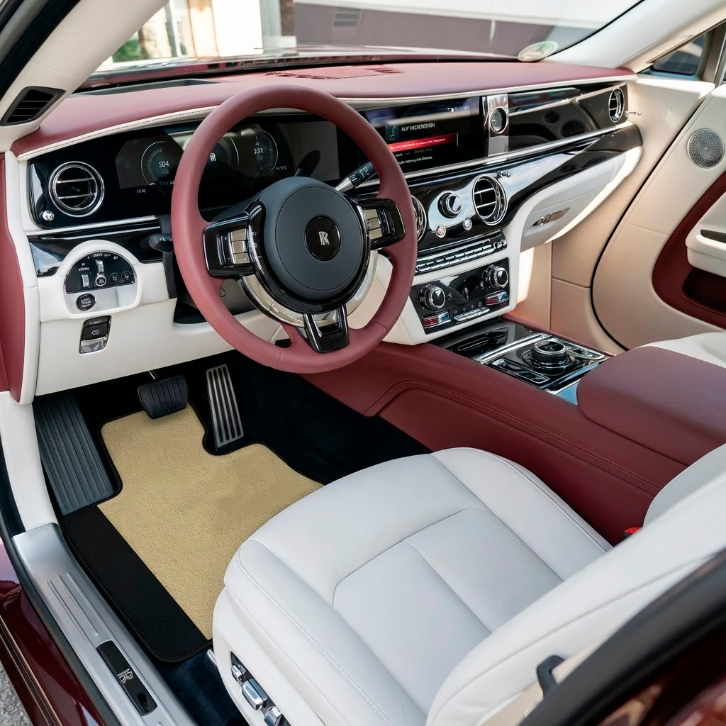 Alfombrillas negras para automóviles para Rolls Royce Spectre (2023-2024) en cuero Alcantara naranja - AutoWin