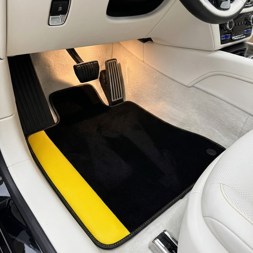 Alfombrillas personalizadas para Rolls Royce Spectre (2023-2024) con cuero amarillo
