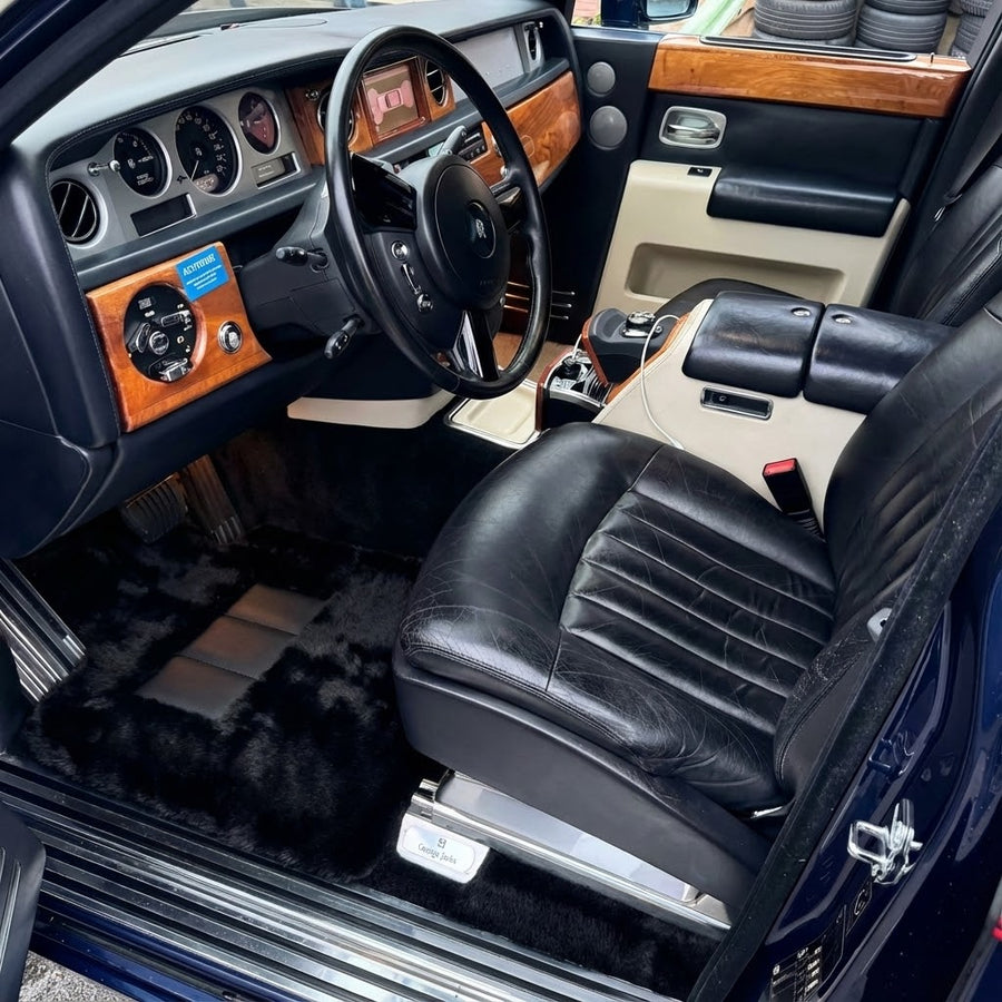 Schwarze Lammfell Autofußmatten für Rolls-Royce Phantom VIII (2017-2024)
