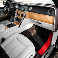 Custom Black Floor Mats for Rolls Royce Cullinan with Red Alcantara Leather