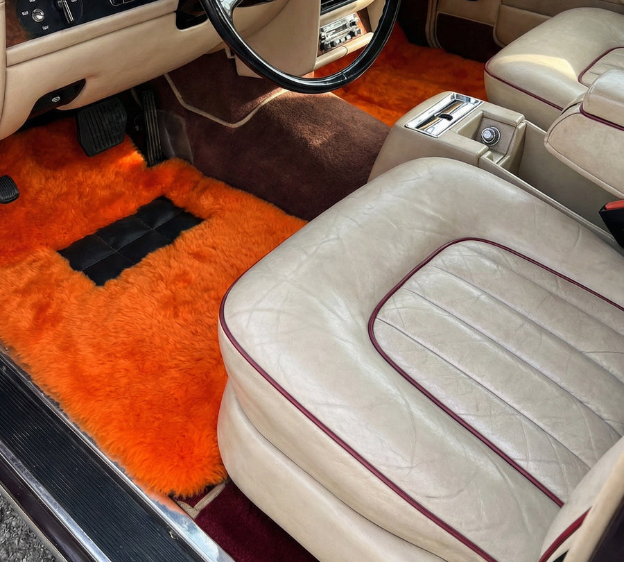 Alfombrillas de piel de oveja naranjas para Rolls Royce