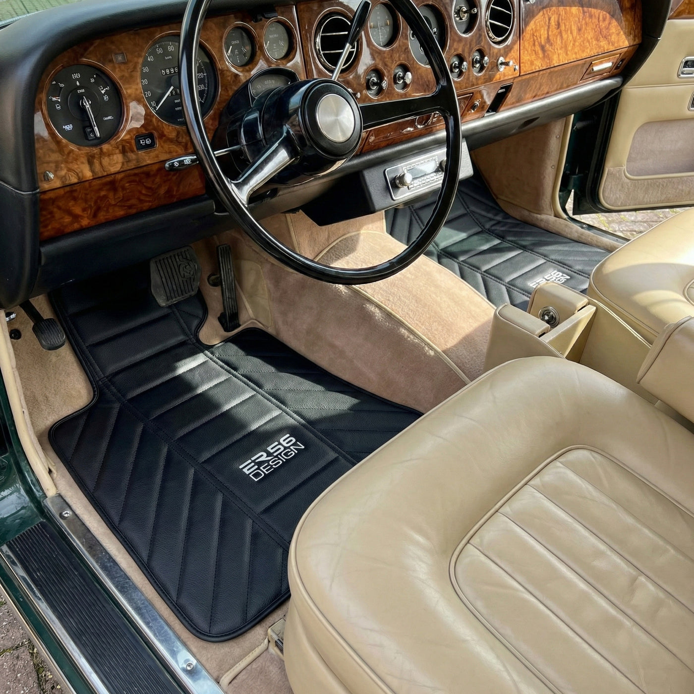 Tapis de voiture en cuir noir pour Rolls Royce Shadow