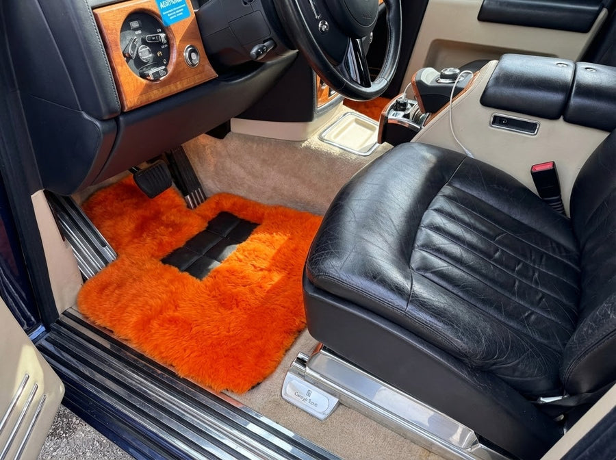 Orange Sheepskin Floor Mats For Rolls Royce Phantom VIII (2017-2024) ER56 Design Brand