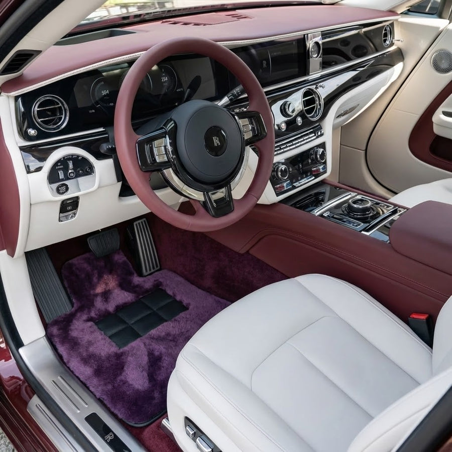 Tapis de voiture en peau de mouton violet pour Rolls-Royce