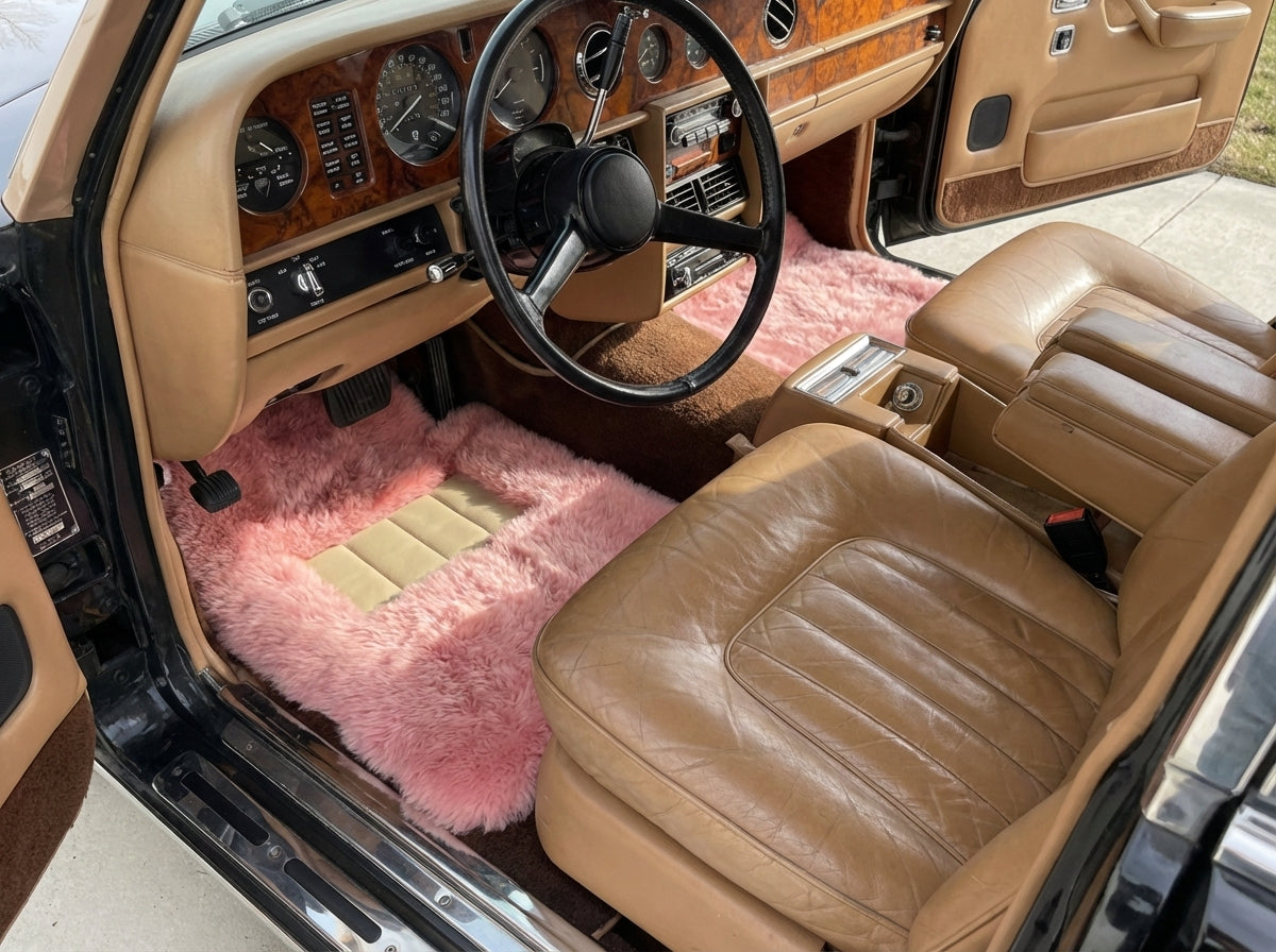 Alfombrillas de piel de oveja rosa para Rolls Royce Wraith 2013–2023 Diseño Er56