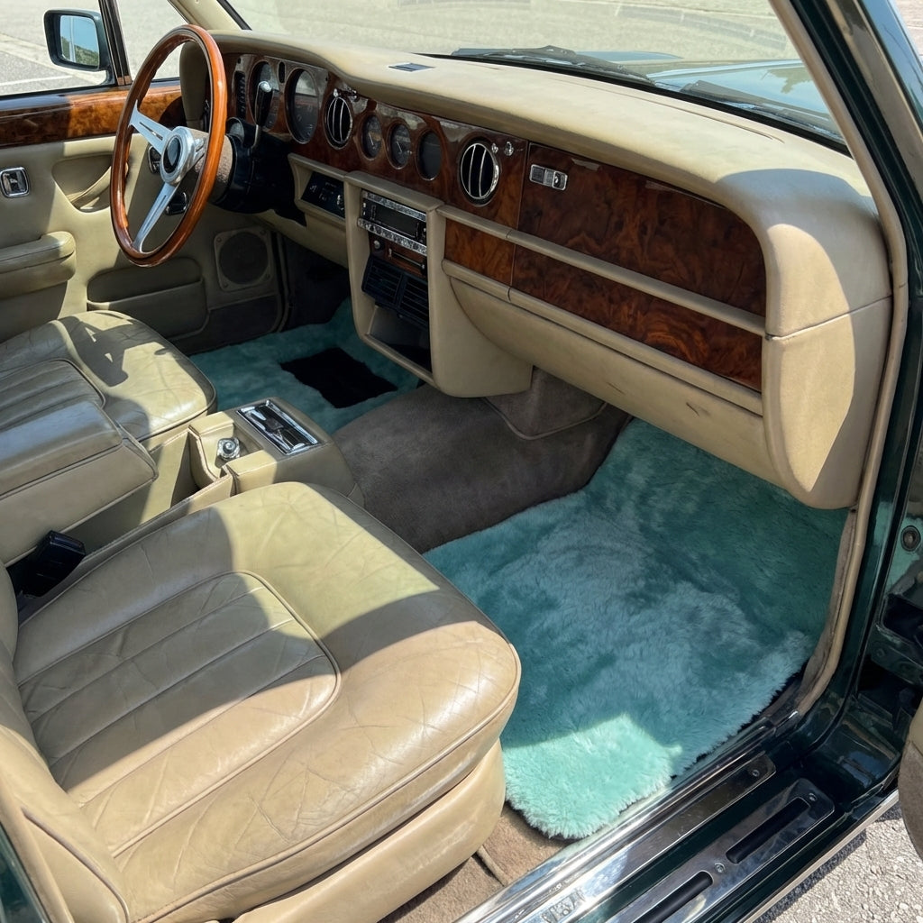 Tappetini in pelle di pecora blu Tiffany per Rolls Royce Wraith 2013–2023 Design Er56