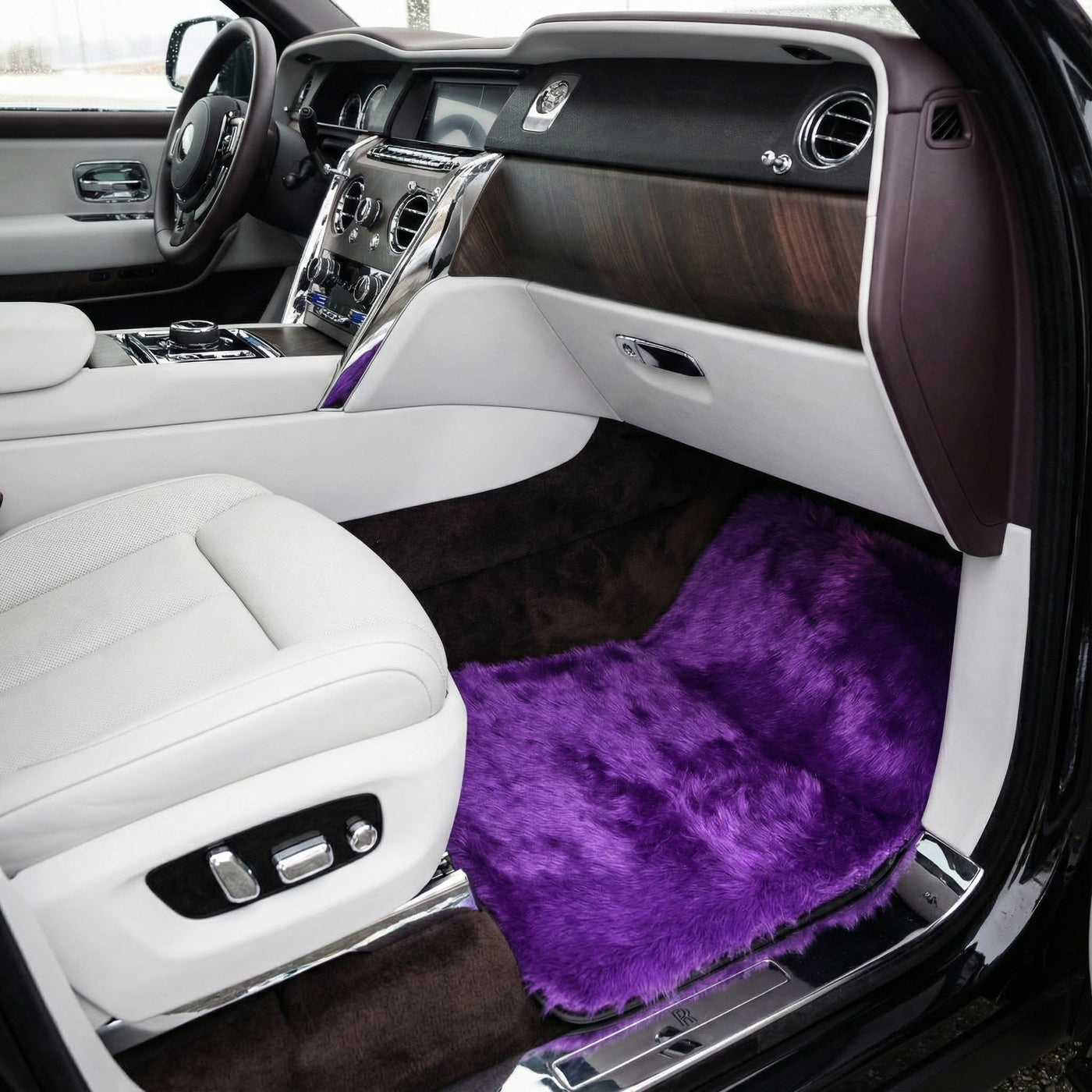Tappetini in Velluto Viola per Rolls-Royce Cullinan