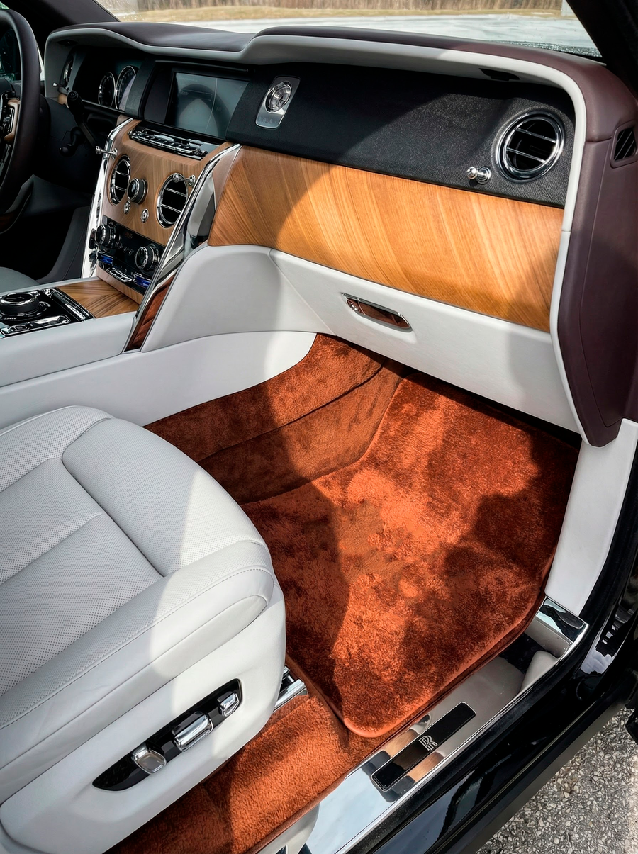 Alfombrillas de piel de oveja marrón para Rolls Royce