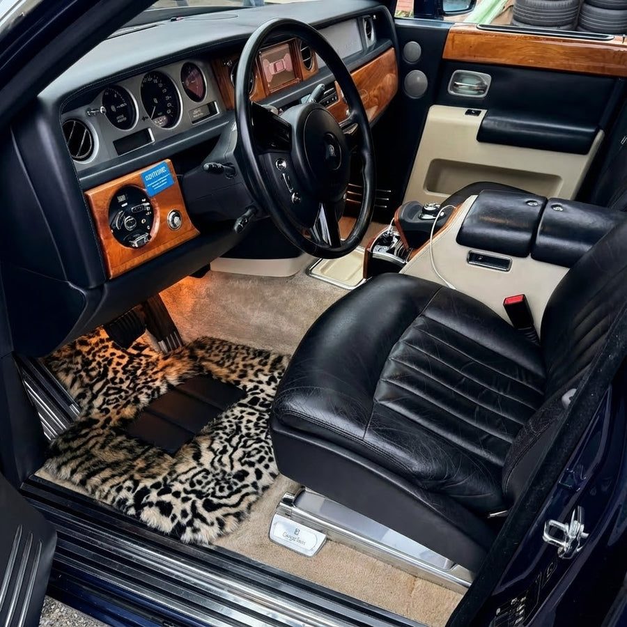 Alfombrillas de piel de oveja leopardo para Rolls-Royce Phantom Drophead Coupe (2007-2016)