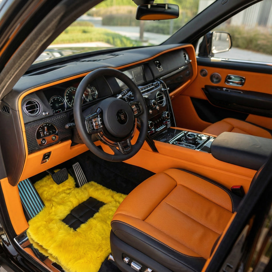 Tappetini in Pelle di Pecora Gialla per Rolls Royce Cullinan