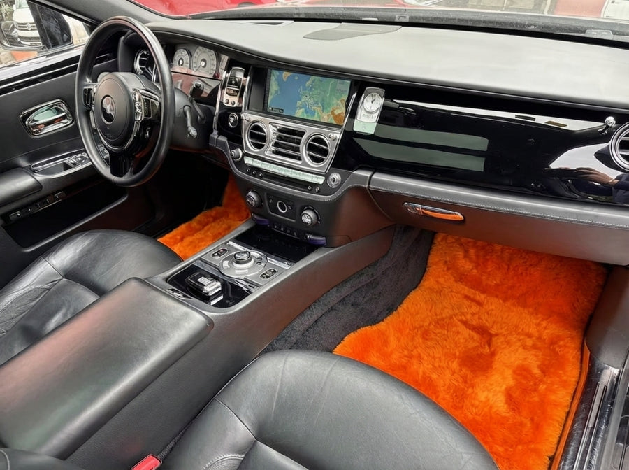 Alfombrillas de piel de oveja naranja para Rolls Royce Ghost