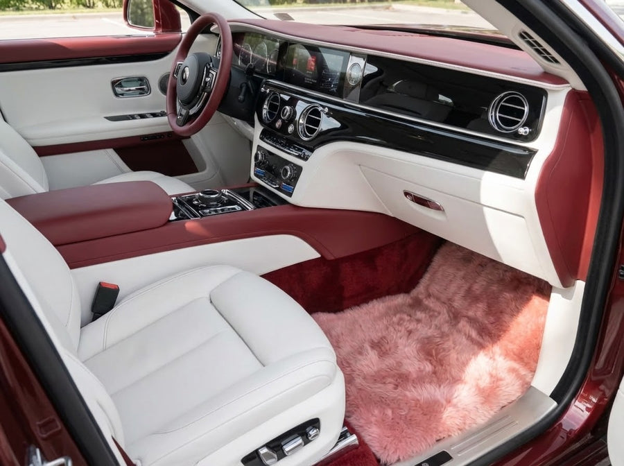 Alfombrillas de piel de oveja rosas para Rolls Royce Spectre