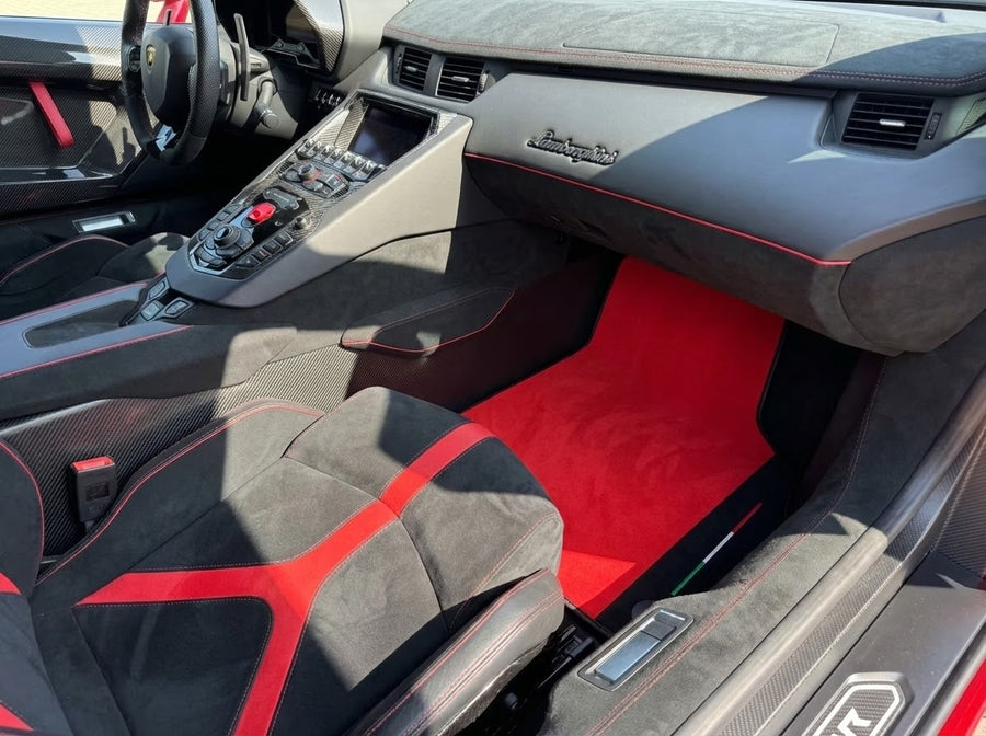 Alfombrillas de coche Rojas Personalizables para Lamborghini