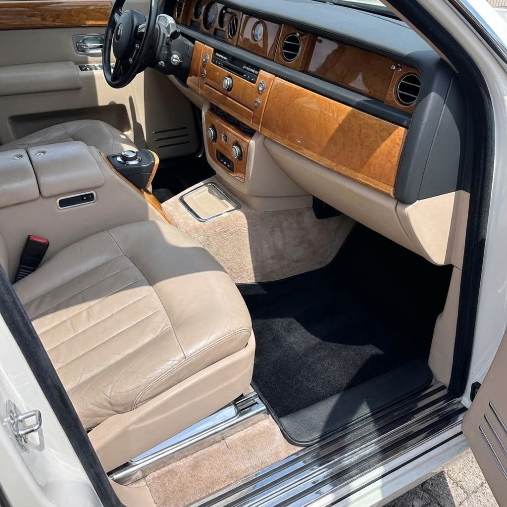 Alfombrillas personalizadas para Rolls Royce Phantom Phantom VIII (2017-2024) con cuero negro