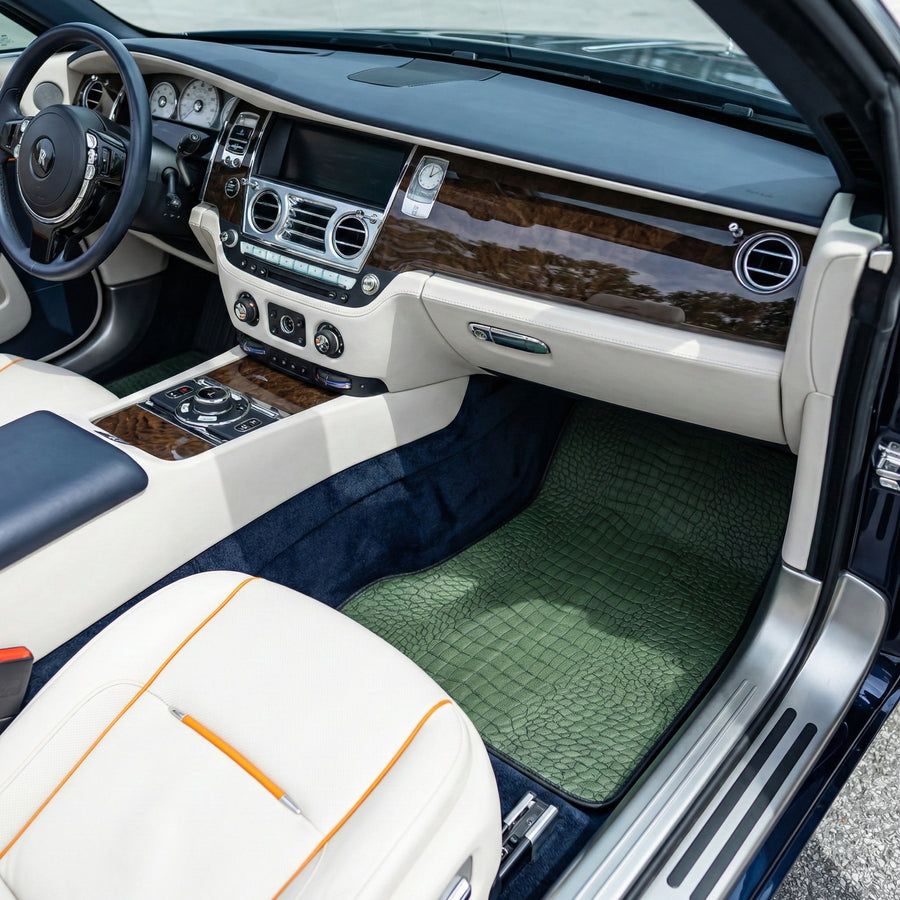 Alfombrillas de cuero verde para Rolls Royce Black Badge
