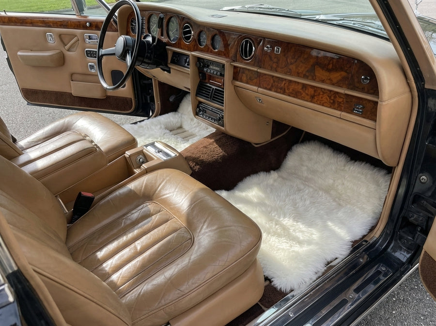 Tappetini in pelle di pecora bianchi per Rolls Royce Wraith 2013–2023 Er56 Design