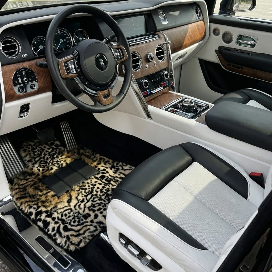 Tapis de voiture en fourrure de léopard pour Rolls-Royce