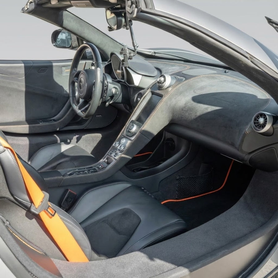 Alfombrillas de coche negras para McLaren 650S (2015-2018) Con Cuero Alcántara