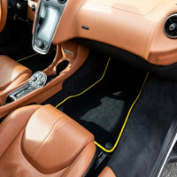 Tapis de voiture pour McLaren 570S (2015-2021) Noir sur mesure avec bord jaune
