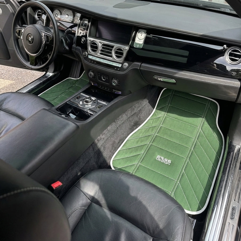 Green Leather Floor Mats For Rolls Royce Black Badge Ghost Series I (2010–2020)