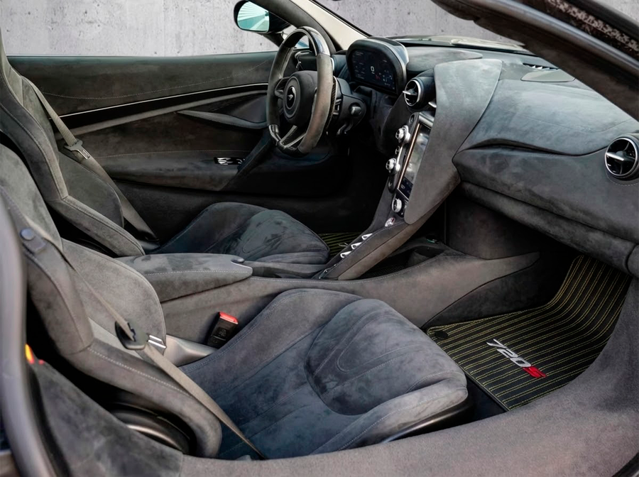 Leder-Fußmatten für McLaren 720S Schwarz Tailored Yellow Sewing