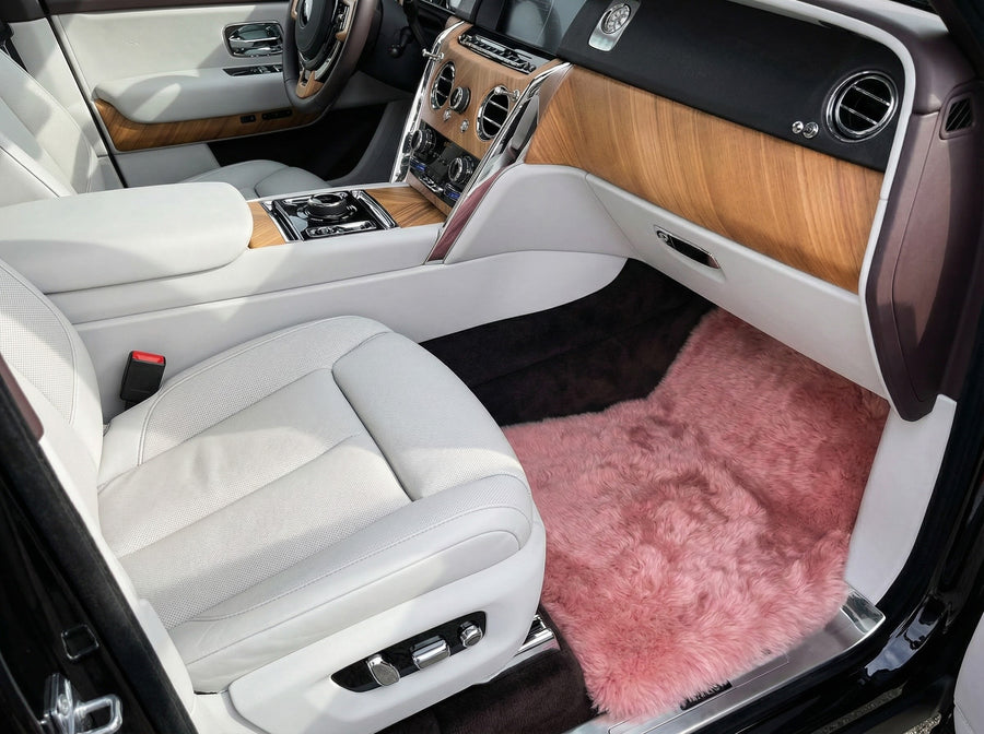 Alfombrillas de piel de oveja rosa para Rolls Royce Cullinan