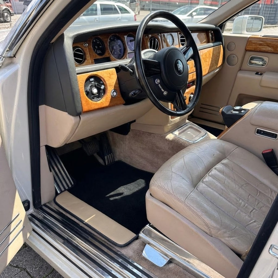 Alfombrillas de coche a medida para Rolls Royce Phantom Sedan (2003-2016) con cuero beige