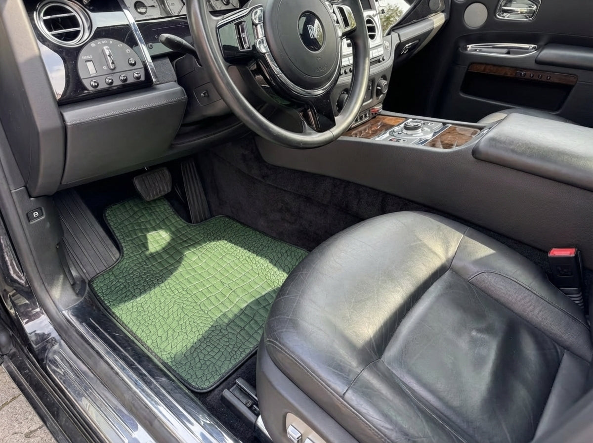 Alfombrillas de cuero verde para Rolls-Royce Ghost Serie I (2010–2020)