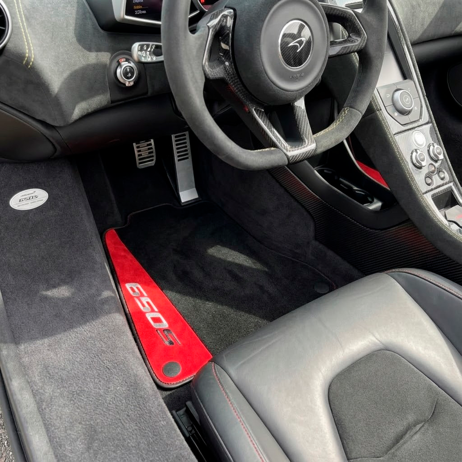 Alfombrillas de coche negras para McLaren 650S a medida con
