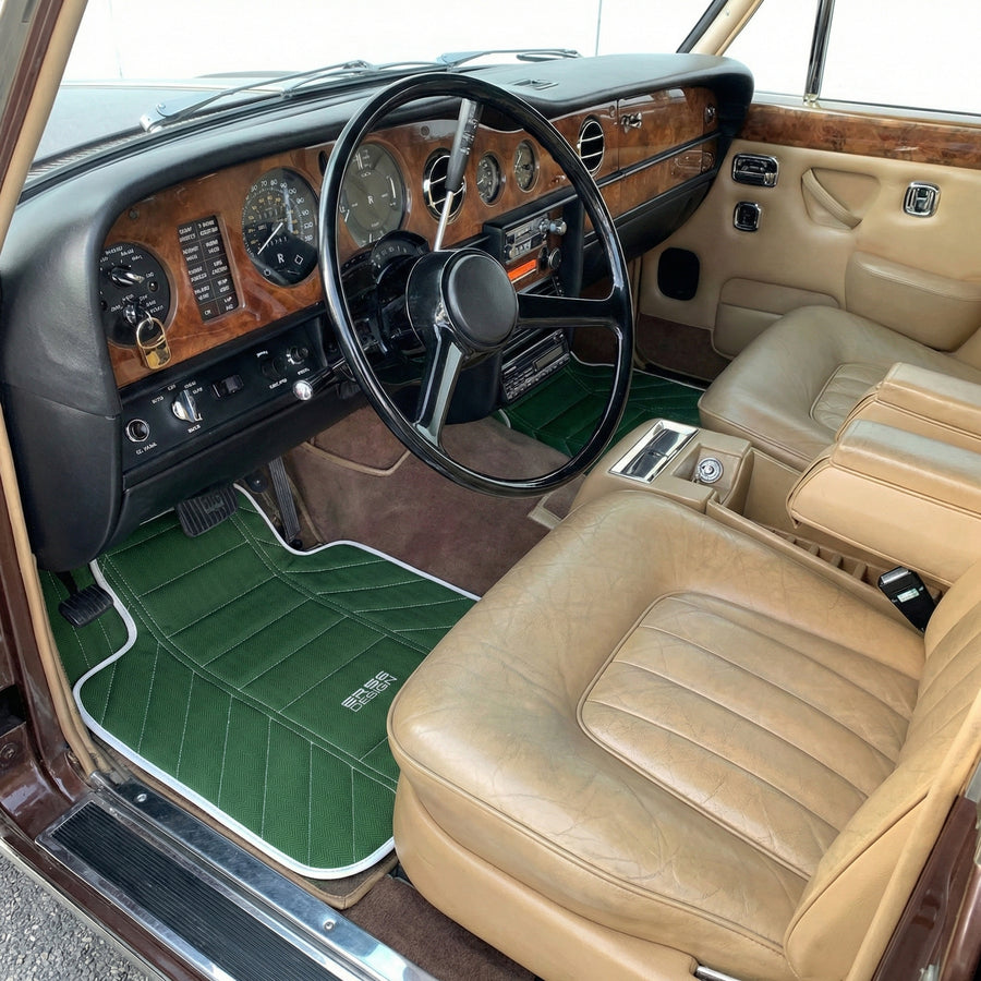 Grüne Leder-Fußmatten für Rolls Royce Shadow 1965–1977