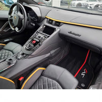 Tapis de sol bleus pour Lamborghini Aventador avec cuir Alcantara