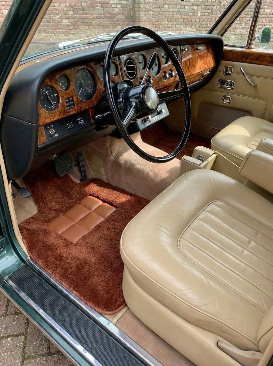 Alfombrillas de coche de piel de oveja marrón para Rolls Royce Shadow 1965-1977 Er56 Design Brand