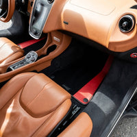 Tapis de voiture noirs pour McLaren 570S (2015-2021) avec cuir rouge