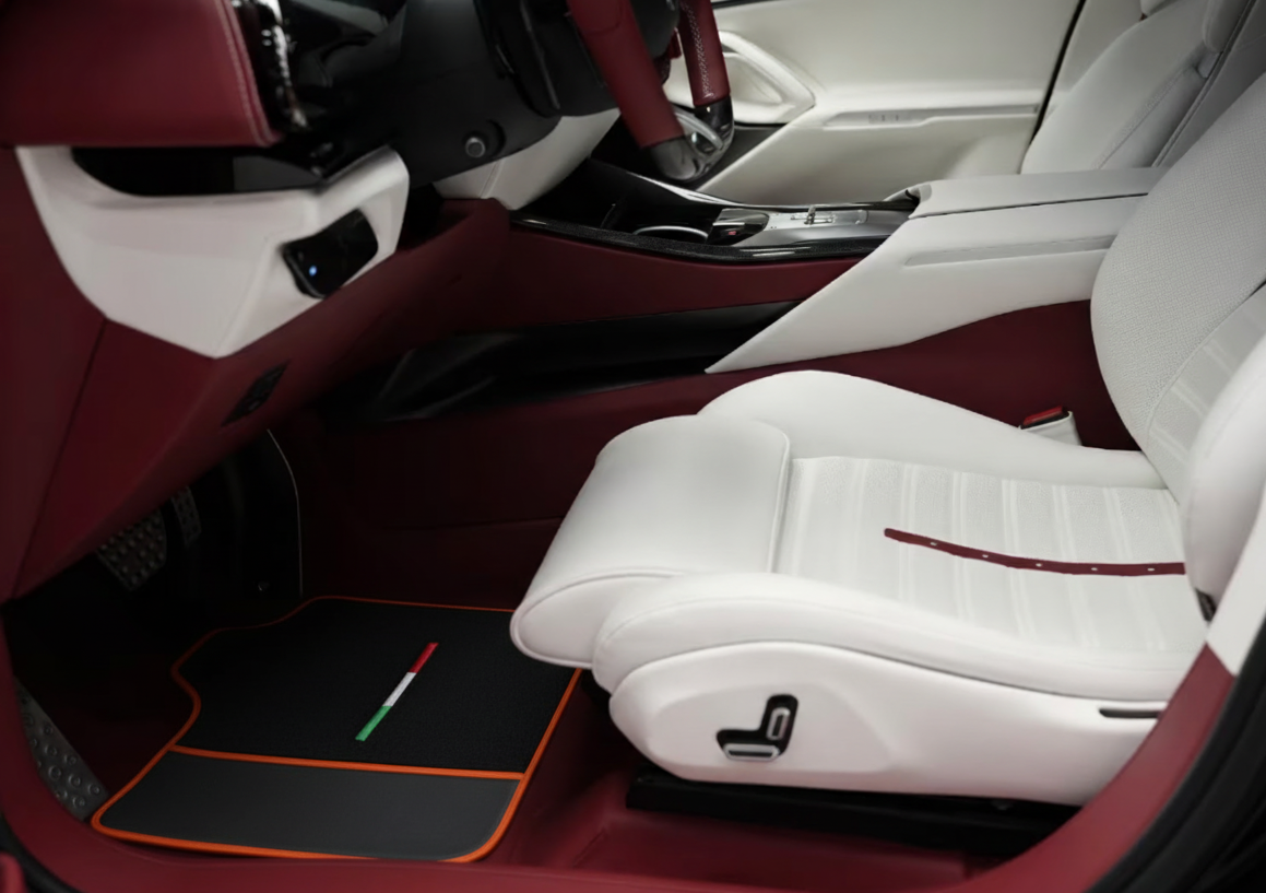Black Floor Mats for Ferrari Purosangue (2023-2027) with Leather | Various Trim Colors