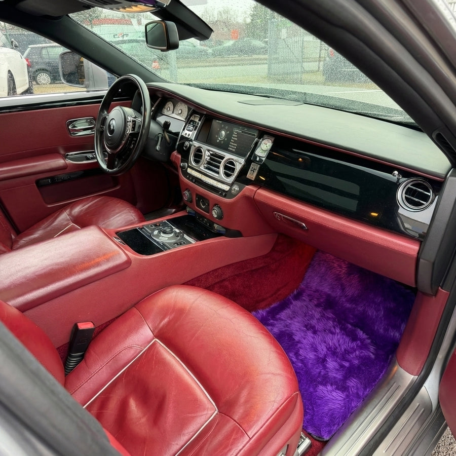 Tapis de voiture en peau de mouton violet pour Rolls-Royce