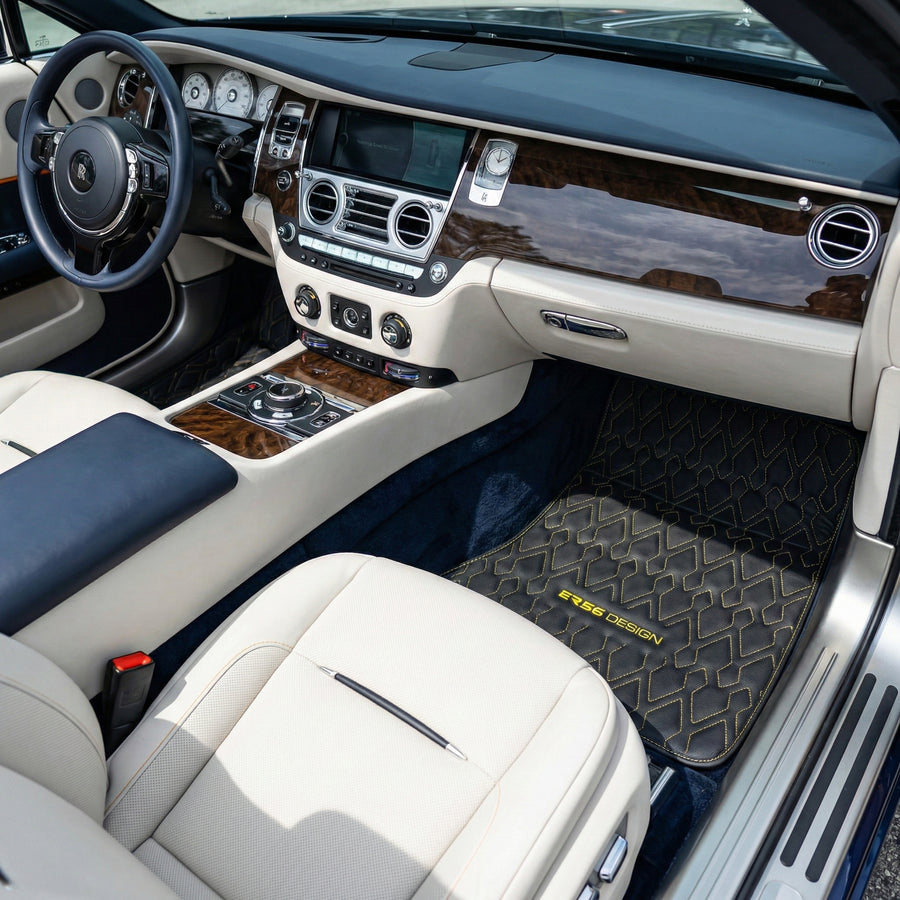 Alfombrillas de cuero negro para Rolls-Royce Dawn
