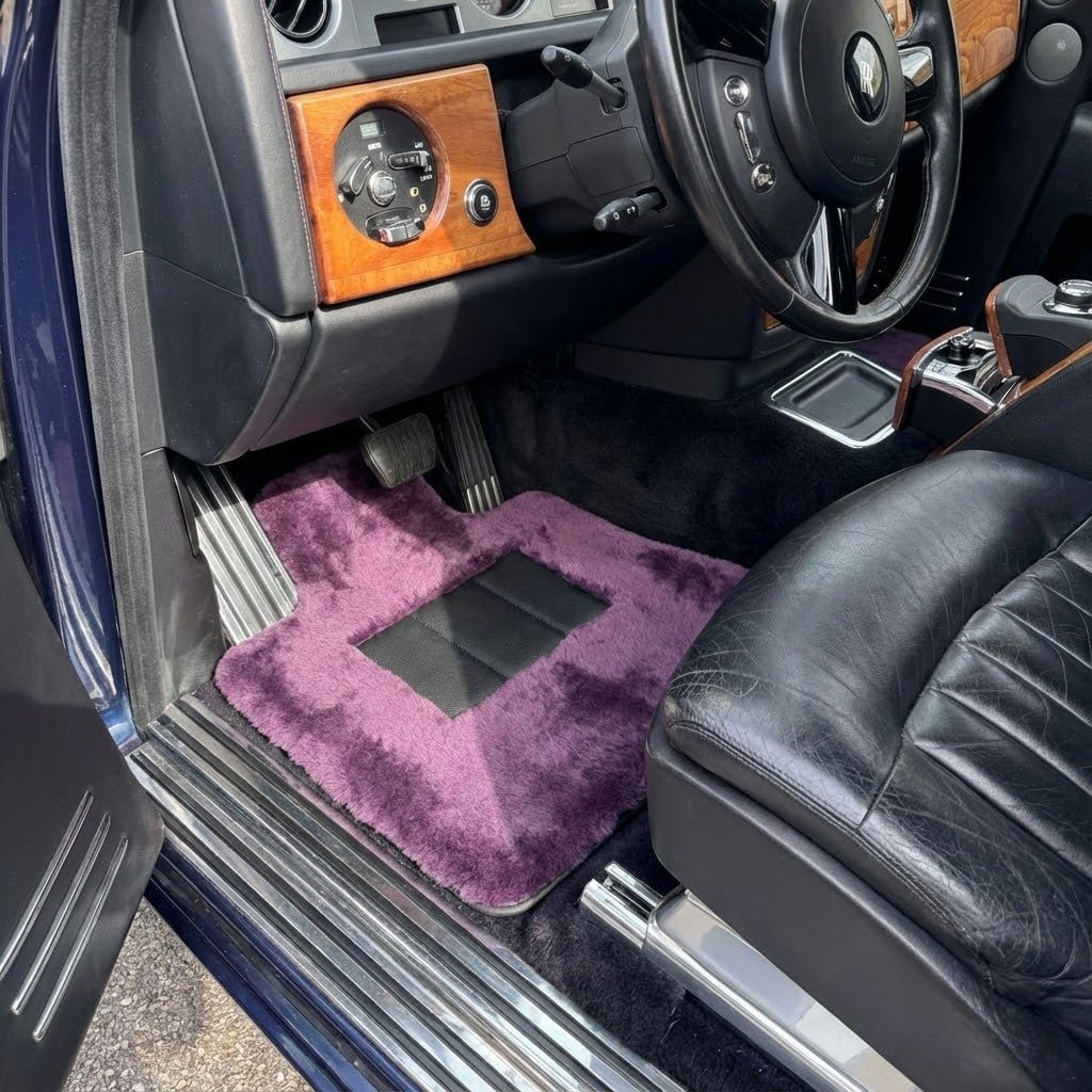 Tapis de voiture en peau de mouton violette pour Rolls-Royce Phantom Drophead Coupe (2007-2016)