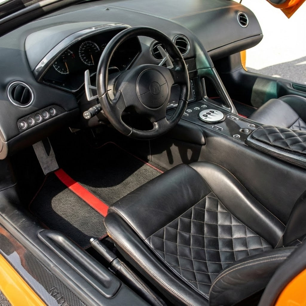 Tappetini in pelle personalizzabili con motivo esagonale intrecciato per Lamborghini Murcielago (2001-2010) - AutoWin