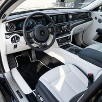 Tapis de voiture noir pour Rolls Royce Spectre 2023-2024 avec cuir blanc | Garniture blanche