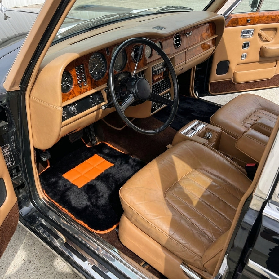 Alfombrillas de piel de oveja negra para Rolls-Royce Wraith