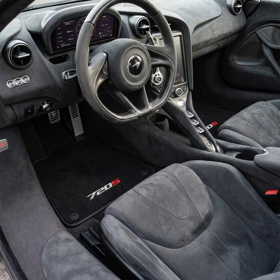 Alfombrillas de coche para McLaren 720S, juego de alfombrillas negras a medida de AutoWin