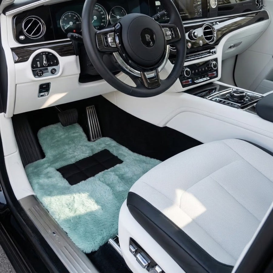 Tapis de voiture en peau de mouton bleu Tiffany pour Rolls