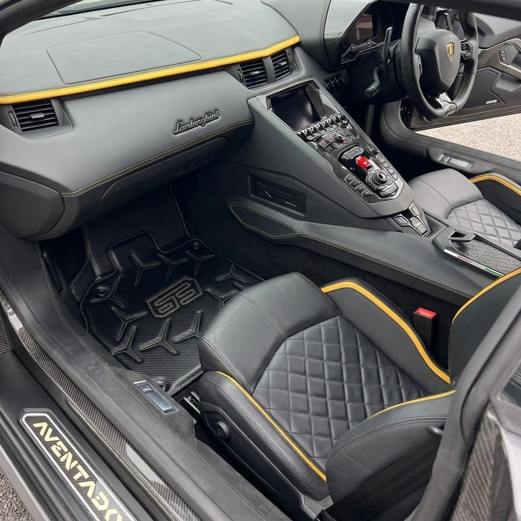 Tapis de voiture en cuir carbone pour Lamborghini Aventador SVJ 63 Edition