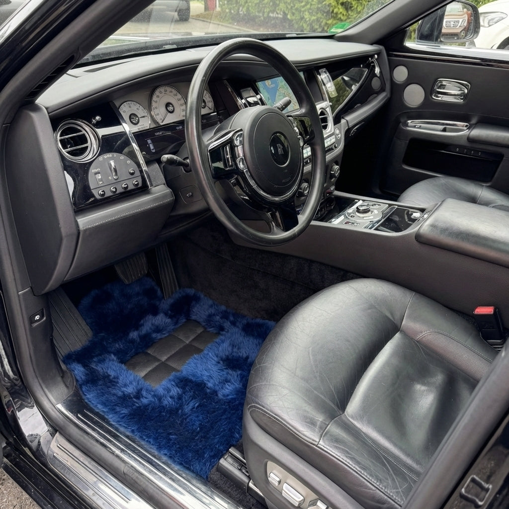 Tappeti per auto in shearling blu navy per Rolls Royce Ghost Serie II (2021-2024) | Design ER56