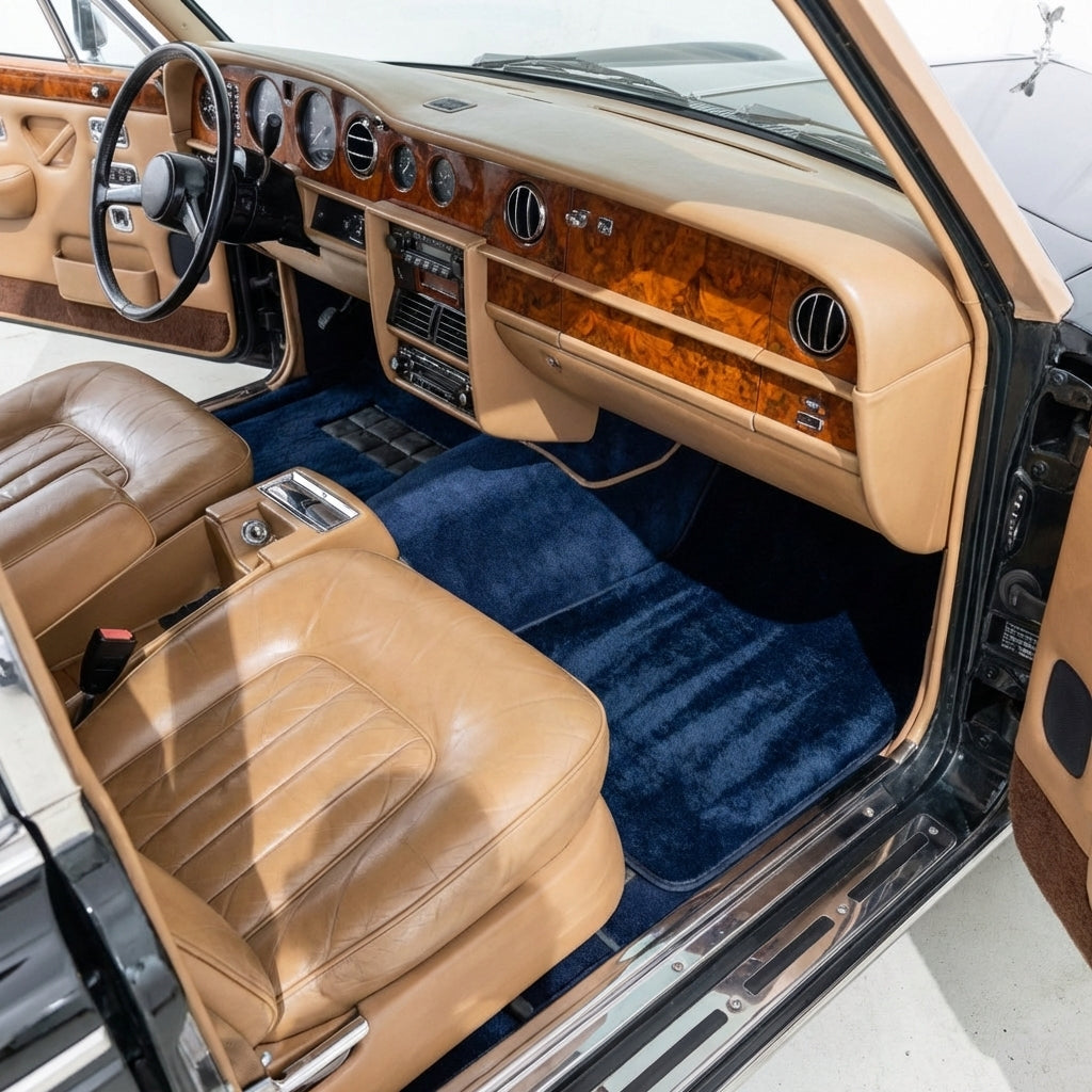 Tappetini per auto in pelle di pecora blu scuro per Rolls-Royce Wraith (2013–2023)