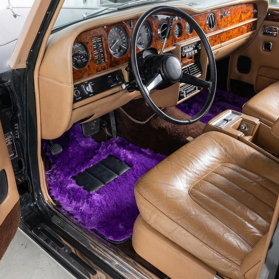 Alfombrillas de piel de oveja violetas para Rolls-Royce Wraith (2013-2023)
