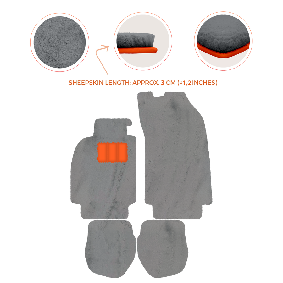 Alfombrillas de piel de oveja para Porsche 911 - 964 (1989-1994) - Longitud de piel de oveja, varias opciones de color