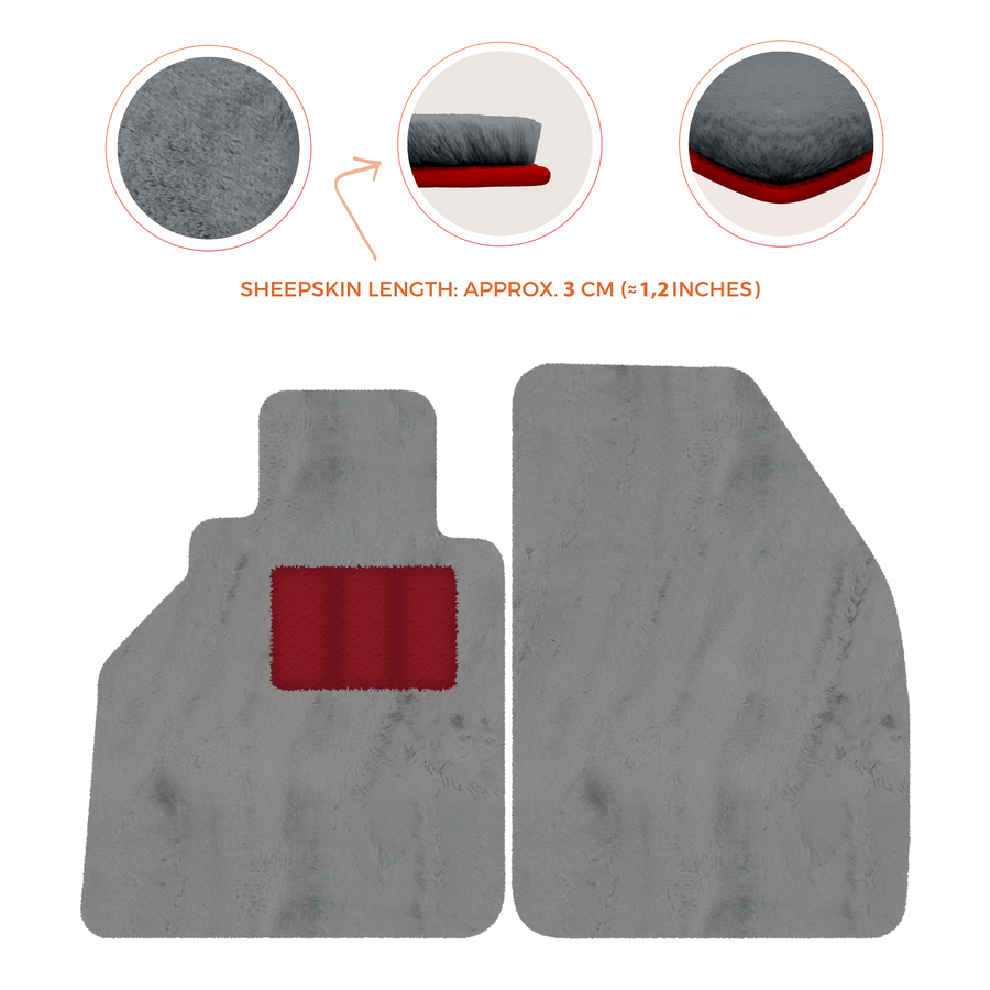 Alfombrillas de piel de oveja para Porsche 986 Boxster (1996-2004) - Longitud de piel de oveja, varias opciones de color