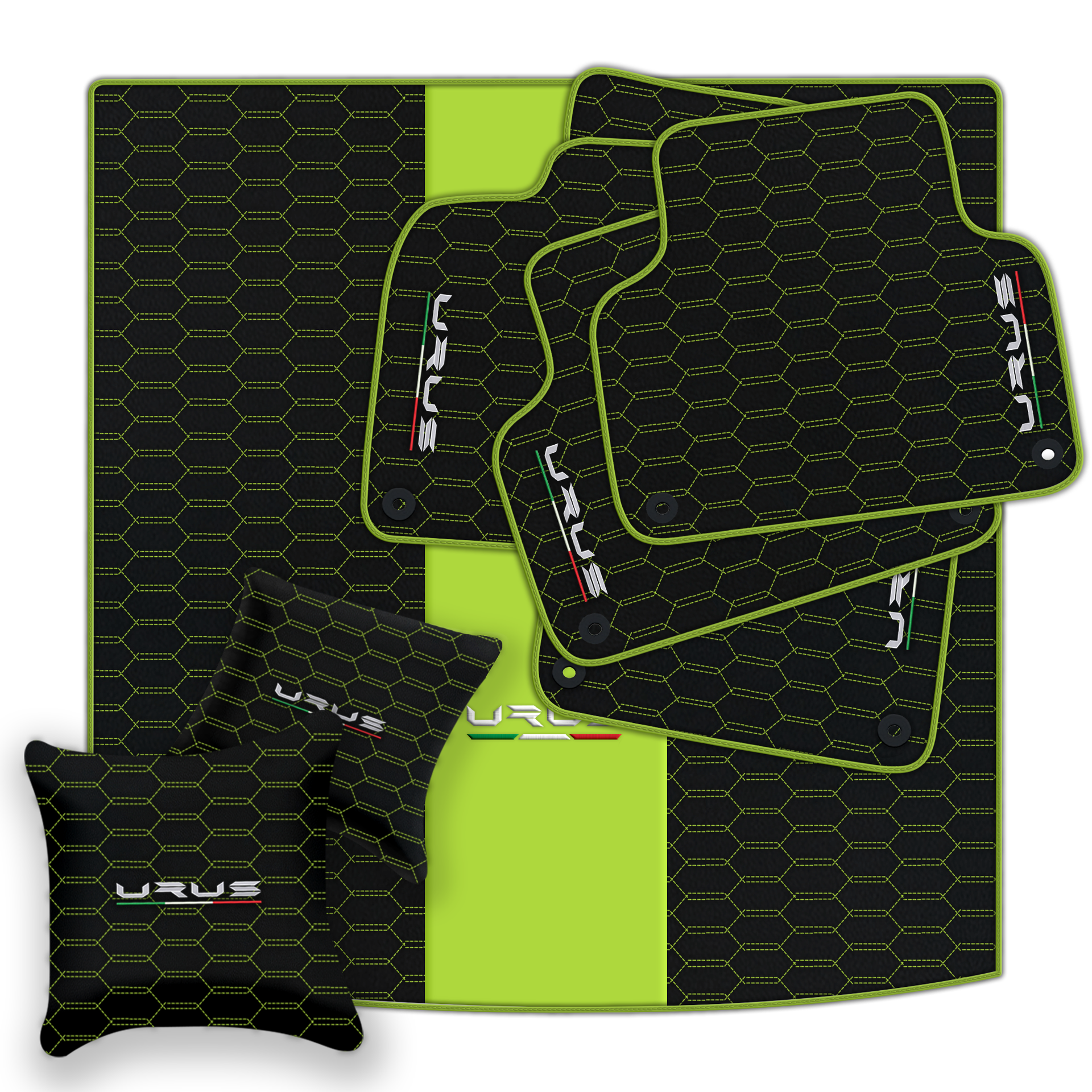 Floor Mats For Lamborghini Urus Black Tailored Yellow Edition - AutoWin.EU