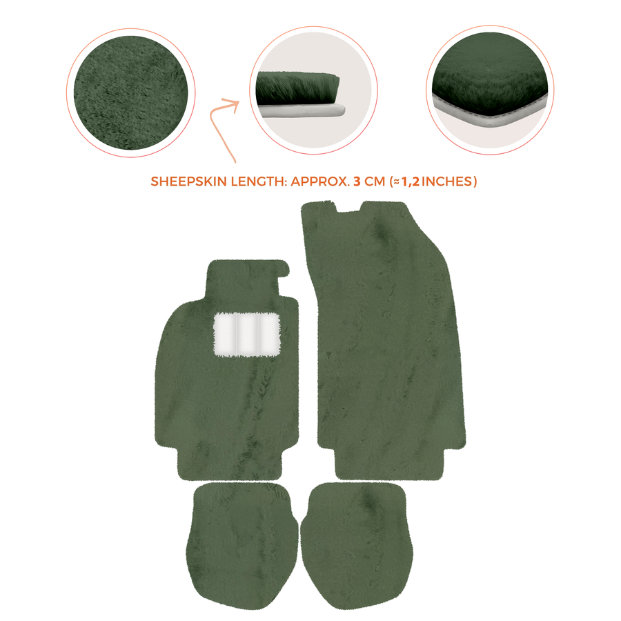 Alfombrillas de piel de oveja para Porsche 911 - 964 (1989-1994) - Longitud de piel de oveja, varias opciones de color